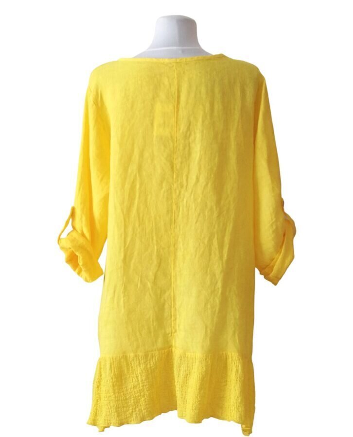 Lininė palaidinė moterims, geltona цена и информация | Palaidinės, marškiniai moterims | pigu.lt