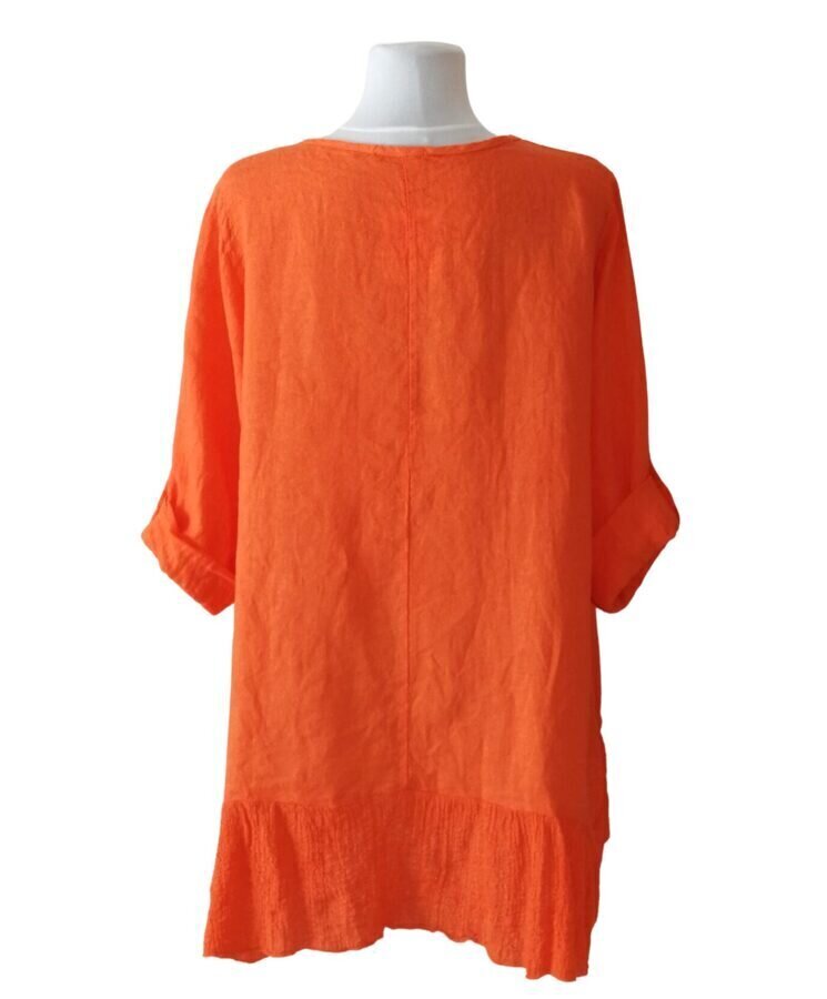 Lininė palaidinė moterims, oranžinė kaina ir informacija | Palaidinės, marškiniai moterims | pigu.lt
