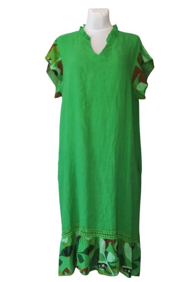 Lininė suknelė moterims, žalios spalvos kaina ir informacija | Suknelės | pigu.lt