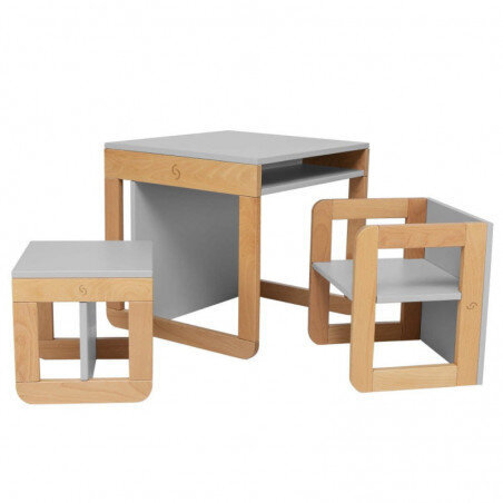 Universali kėdutė su staliuku vaikams Skiddou Møb, pilkas kaina ir informacija | Maitinimo kėdutės | pigu.lt