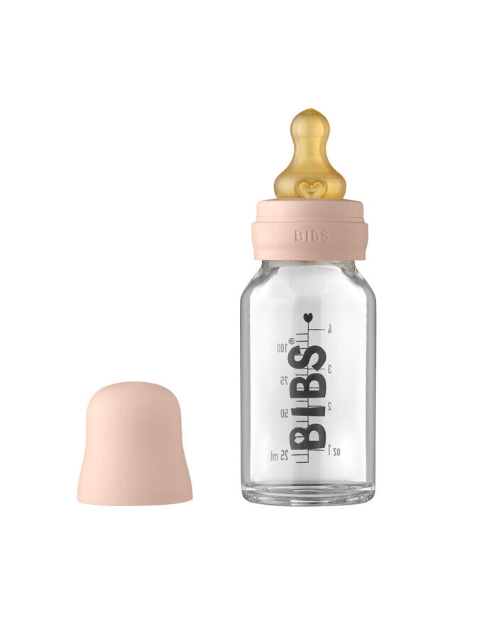 BIBS stiklinis maitinimo buteliukas 110 ml (Blush) 0+ mėn kaina | pigu.lt