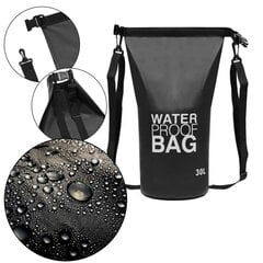 Водонепроницаемая и пыленепроницаемая сумка, Черный цвет, 30 л цена и информация | Непромокаемые мешки, чехлы, дождевики | pigu.lt