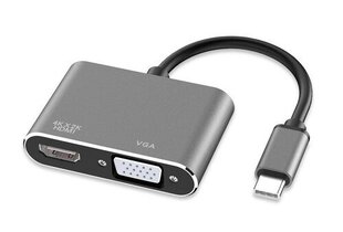 USB-C 2W1 adapteris HDMI 4K VGA M1 kaina ir informacija | Adapteriai, USB šakotuvai | pigu.lt