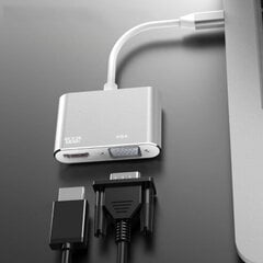 USB-C 2W1 adapteris HDMI 4K VGA M1 kaina ir informacija | Adapteriai, USB šakotuvai | pigu.lt