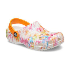 Šlepetės vaikams Crocs™ Classic Tie Dye Graphic Clog Kid's 166225, baltos kaina ir informacija | Šlepetės, kambario avalynė vaikams | pigu.lt