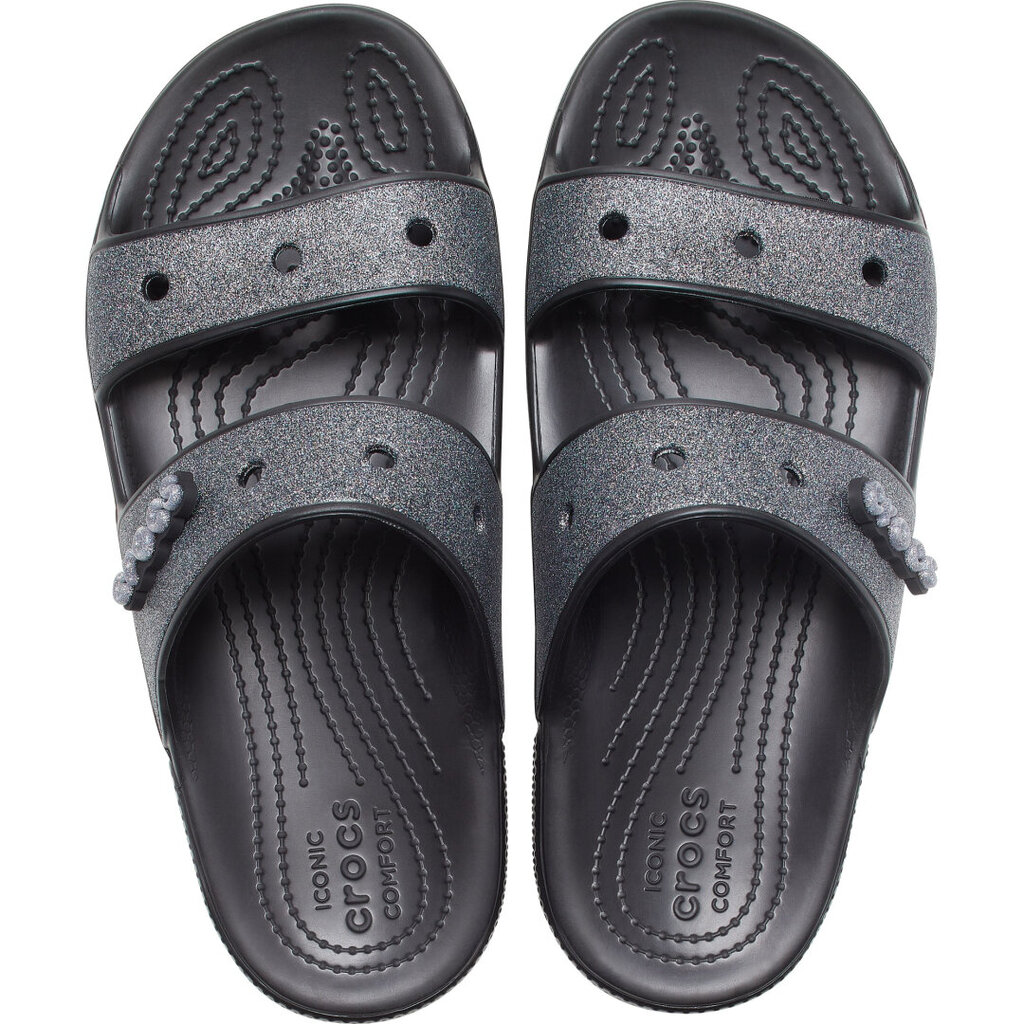 Šlepetės moterims Crocs™ Classic Glitter II Sandal, juodos цена и информация | Šlepetės moterims | pigu.lt