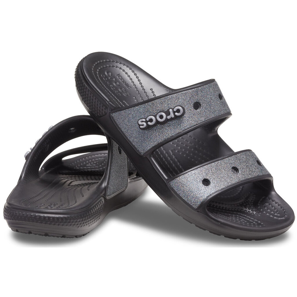 Šlepetės moterims Crocs™ Classic Glitter II Sandal, juodos цена и информация | Šlepetės moterims | pigu.lt