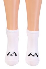 Хлопковые укороченные (спортивные) носки белого цвета с изображением милой собачьей мордочки WHITE DOG цена и информация | Женские носки | pigu.lt