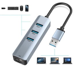 Gigabit 3x USB 3.0 LAN 1000Mbs RJ45 kaina ir informacija | Adapteriai, USB šakotuvai | pigu.lt