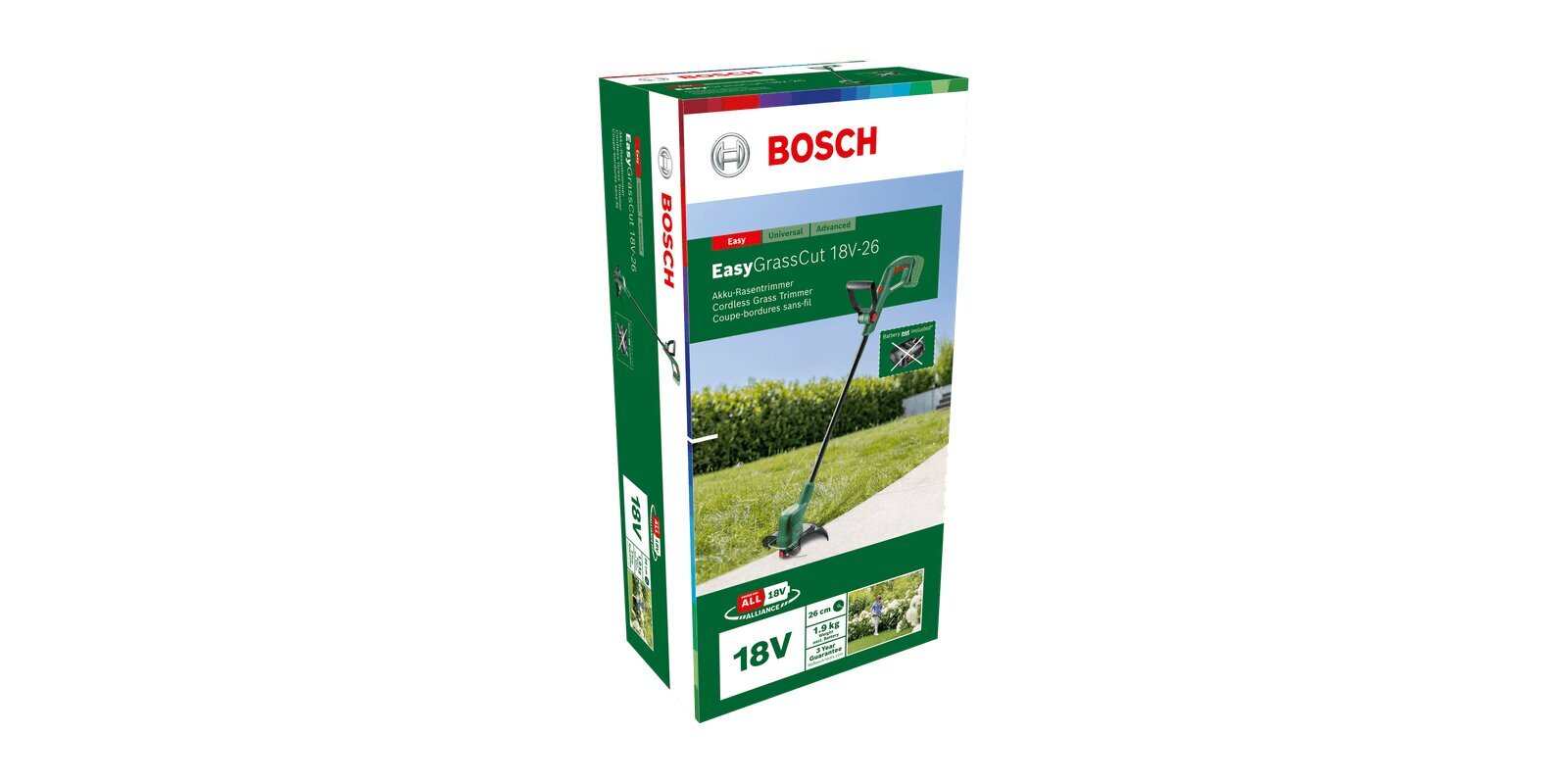 Akumuliatorinis trimeris Bosch Easy GrassCut 18V, be akumuliatoriaus kaina ir informacija | Trimeriai (žoliapjovės), krūmapjovės | pigu.lt