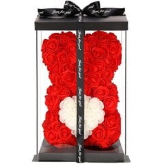Spingos meškiukas iš rožių su dėžute, 25x17x16 cm цена и информация | Другие оригинальные подарки | pigu.lt