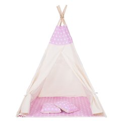 Vaikiška indėniška palapinė su pagalvėlėmis Springos TIP09, rožinė, 160x120x100 cm цена и информация | Детские игровые домики | pigu.lt