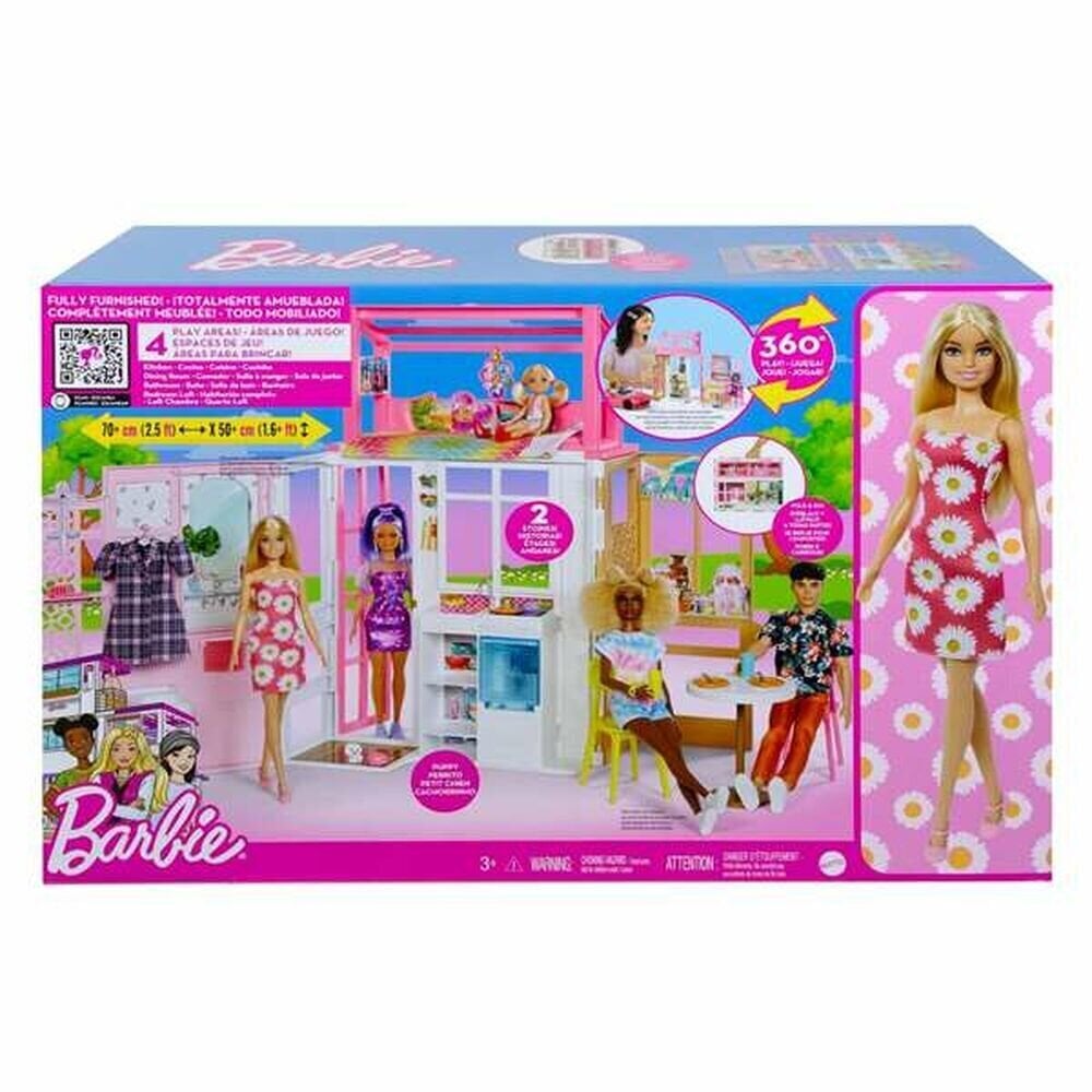 Lėlių namas Barbie 2 Floors With Doll Fully Furnished kaina ir informacija | Žaislai mergaitėms | pigu.lt