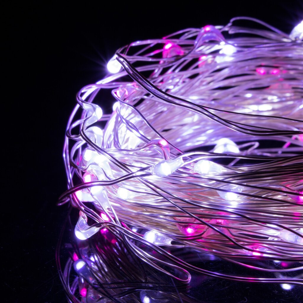 LED lempučių girlianda pakraunama baterijomis (100 LED) kaina ir informacija | Girliandos | pigu.lt