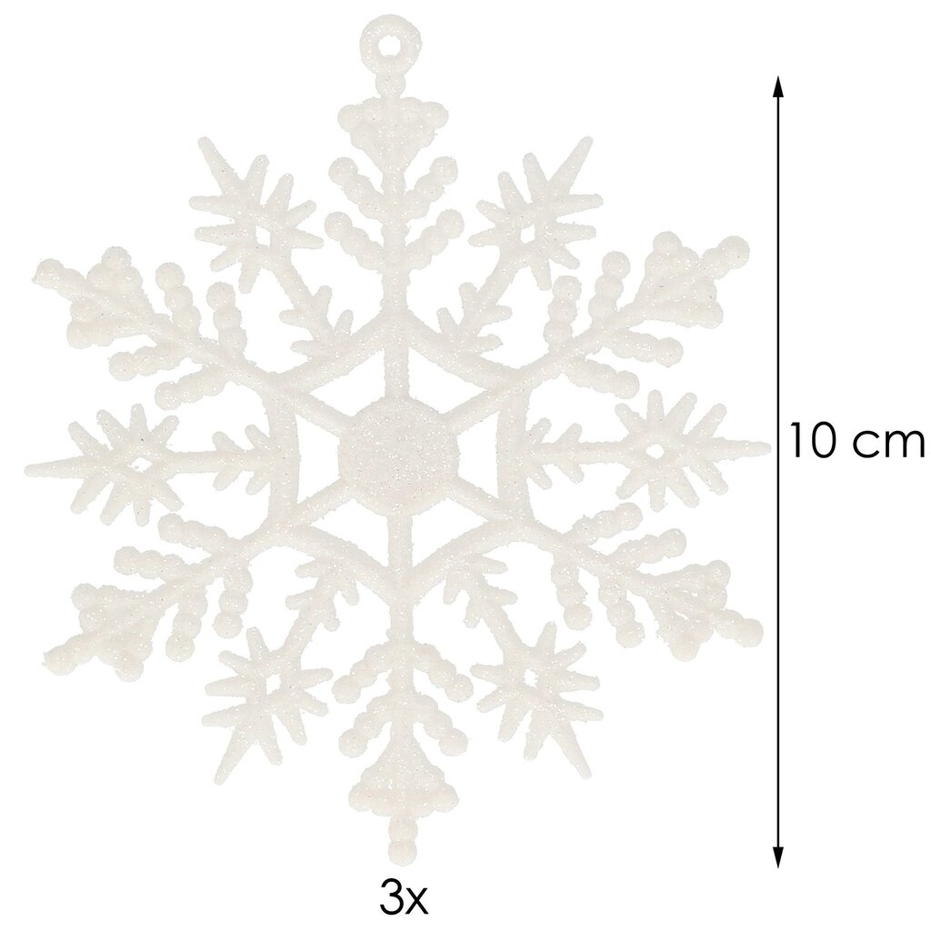 Рождественское украшение Снежинка CA0775, 10 см, 3 шт. цена | pigu.lt