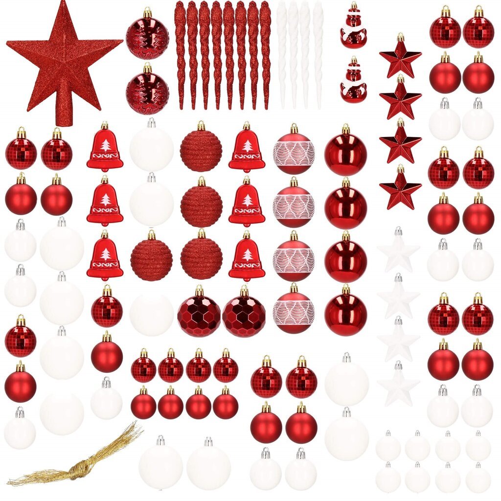 Raudonų Kalėdinių žaisliukų rinkinys kaina ir informacija | Dekoracijos šventėms | pigu.lt