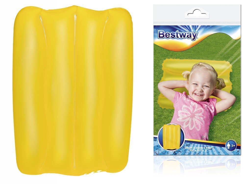 Pripučiama pagalvėlė Bestway, 38x25x5, geltona kaina ir informacija | Pripučiamos ir paplūdimio prekės | pigu.lt