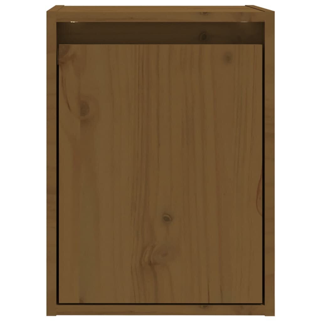 vidaXL Sieninė spintelė, medaus ruda, 30x30x40cm, pušies masyvas kaina ir informacija | Lentynos | pigu.lt