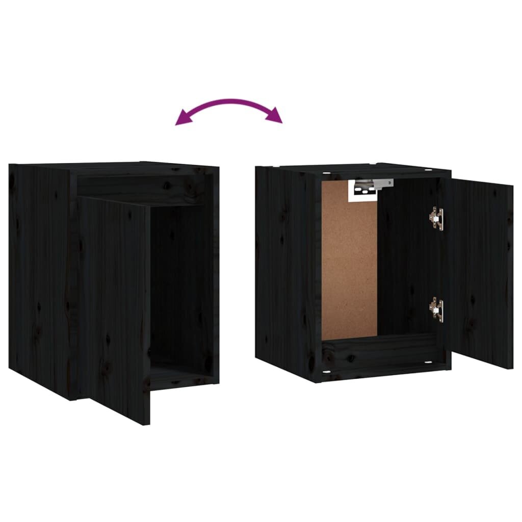 vidaXL Sieninė spintelė, juoda, 30x30x40cm, pušies medienos masyvas цена и информация | Lentynos | pigu.lt