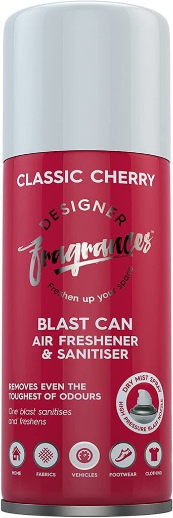 Designer Fragrances Blast Can Classic Cherry aukšto spaudimo sausas aerozolis - oro gaiviklis. kaina ir informacija | Oro gaivikliai | pigu.lt