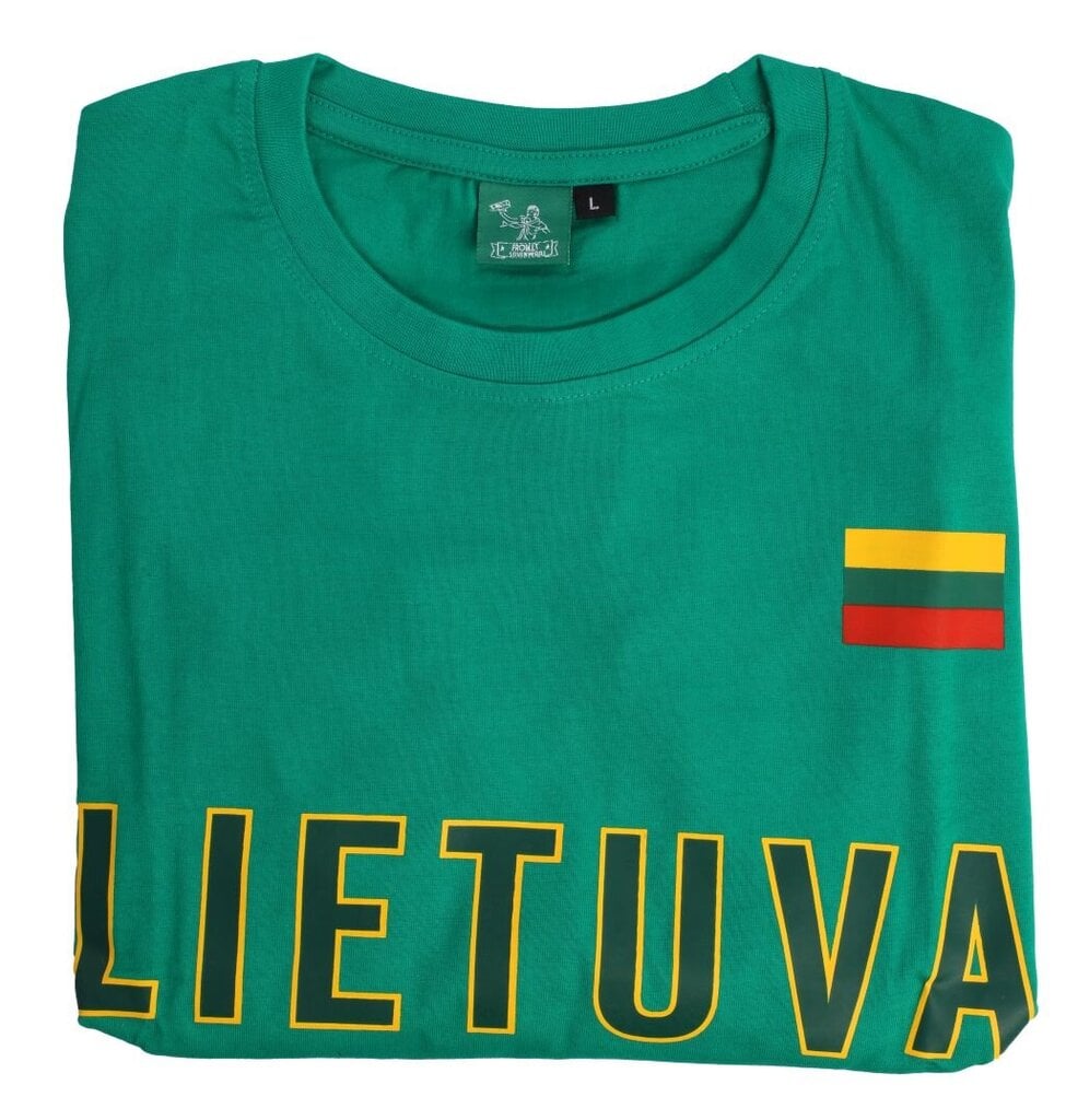 Vyriški sirgalių marškinėliai su lietuviška atributika, žali kaina | pigu.lt