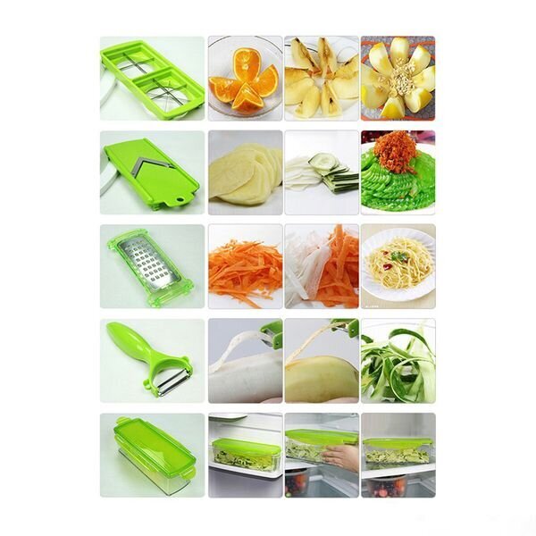 Universalus, daugiafunkcinis virtuvės įrankių rinkinys daržovių bei vaisių pjaustyklė , smulkintuvas, tarka kaina ir informacija | Virtuvės įrankiai | pigu.lt