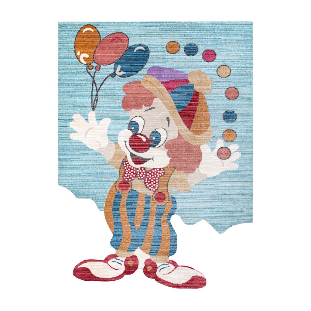 Vaikų kilimas TOYS 75328 Clown vaikams - Šiuolaikinis, netaisyklingos formos tamsiai mėlyna - turkio spalvos / raudona fuksj kaina ir informacija | Kilimai | pigu.lt