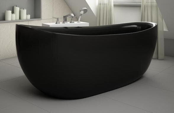 Laisvai pastatoma vonia Gianna 170 cm juoda, spragsintis vožtuvas + sifonas, kompozicinis kaina ir informacija | Vonios | pigu.lt