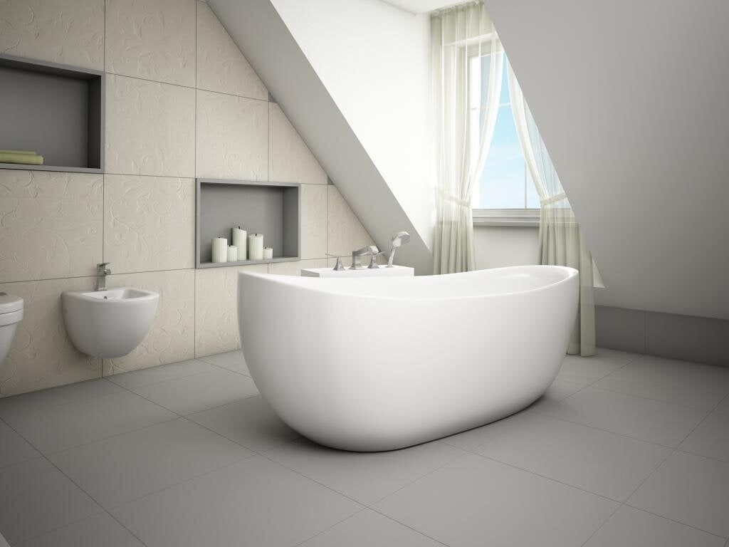 Laisvai pastatoma vonia GIANNA 170 cm, baltas, click-clack + sifonas, kompozitas kaina ir informacija | Vonios | pigu.lt