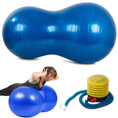 Gimnastikos kamuolys, su pompa, mėlynas цена и информация | Гимнастические мячи | pigu.lt
