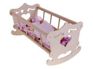 Medinė lovytė lėlei su patalyne 50cm kaina ir informacija | Žaislai mergaitėms | pigu.lt