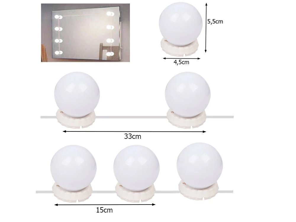 LED veidrodžių šviestuvai, 10 vnt kaina ir informacija | Įmontuojami šviestuvai, LED panelės | pigu.lt