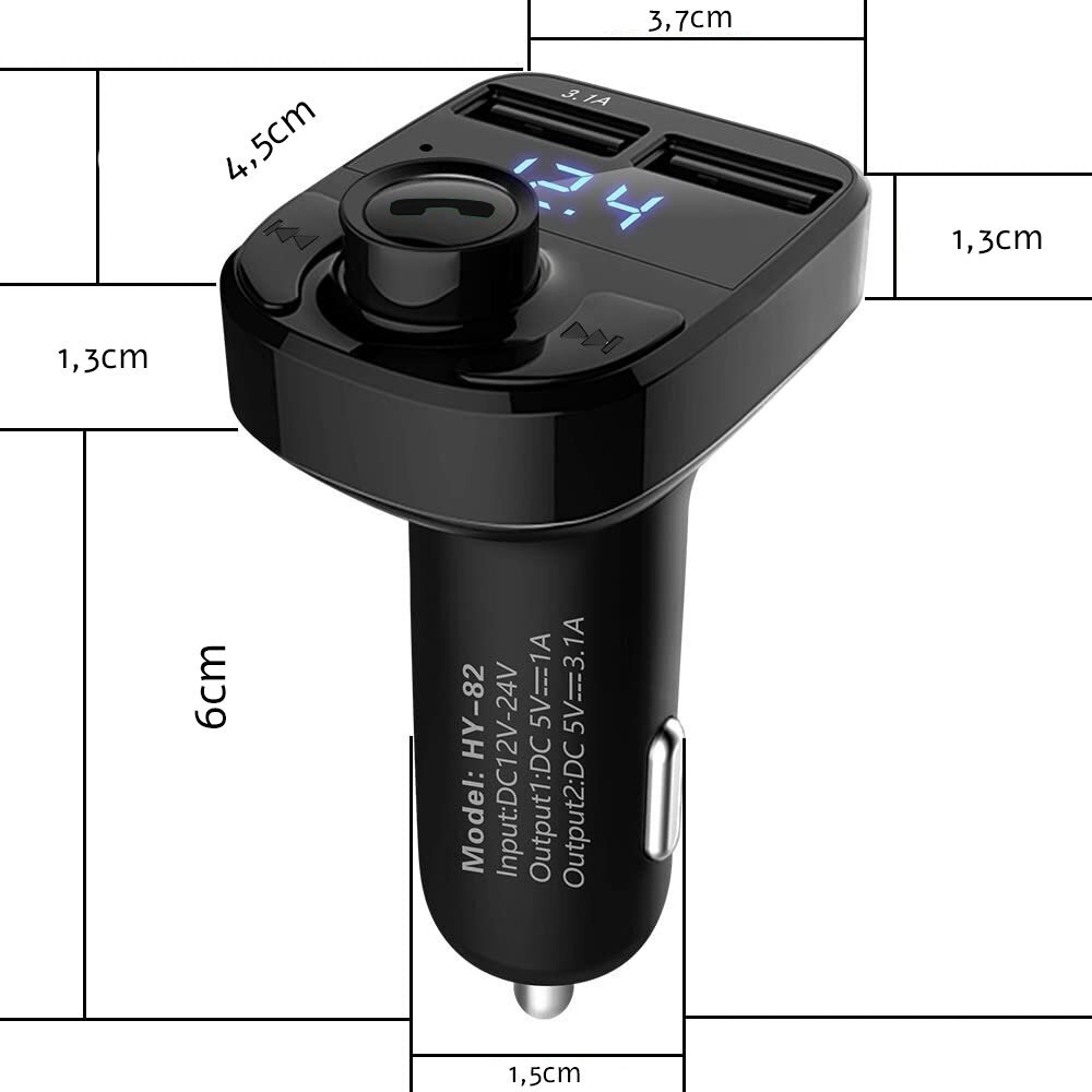 USB įkroviklis siųstuvas kaina ir informacija | Automobilių 12V el. priedai | pigu.lt