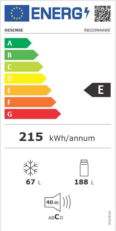 Hisense RB329N4AWE kaina ir informacija | Šaldytuvai | pigu.lt