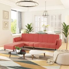 Dvivietė vidaXL sofa-lova su pakoja, rožinė kaina ir informacija | Sofos | pigu.lt