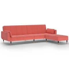Dvivietė vidaXL sofa-lova su pakoja, rožinė kaina ir informacija | Sofos | pigu.lt