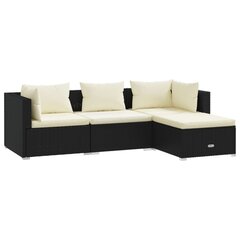 Sodo baldų komplektas, su pagalvėlėmis, 4 dalių, juodas цена и информация | Комплекты уличной мебели | pigu.lt