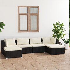 Sodo baldų komplektas, su pagalvėlėmis, 6 dalių, juodas kaina ir informacija | Lauko baldų komplektai | pigu.lt