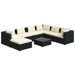 Sodo baldų komplektas, su pagalvėlėmis, 8 dalių, juodas kaina ir informacija | Lauko baldų komplektai | pigu.lt