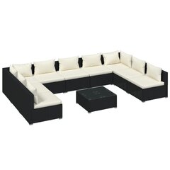 Садовый комплект с подушками из 9 частей, черный цена и информация | Комплекты уличной мебели | pigu.lt