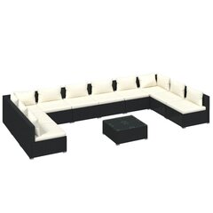 Sodo baldų komplektas, su pagalvėlėmis, 11 dalių, juodas kaina ir informacija | Lauko baldų komplektai | pigu.lt