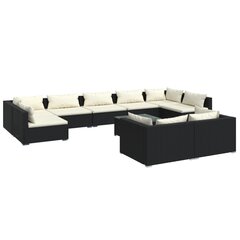 Sodo baldų komplektas, su pagalvėlėmis, 10 dalių, juodas kaina ir informacija | Lauko baldų komplektai | pigu.lt