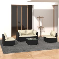 Sodo baldų komplektas, su pagalvėlėmis, 5 dalių, juodas kaina ir informacija | Lauko baldų komplektai | pigu.lt