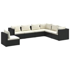 Sodo baldų komplektas, su pagalvėlėmis, 7 dalių, juodas kaina ir informacija | Lauko baldų komplektai | pigu.lt