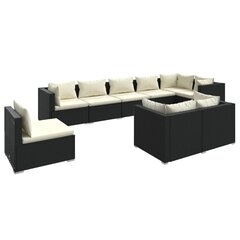 Sodo baldų komplektas, su pagalvėlėmis, 9 dalių, juodas kaina ir informacija | Lauko baldų komplektai | pigu.lt