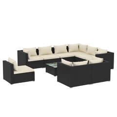Sodo baldų komplektas, su pagalvėlėmis, 10 dalių, juodas kaina ir informacija | Lauko baldų komplektai | pigu.lt