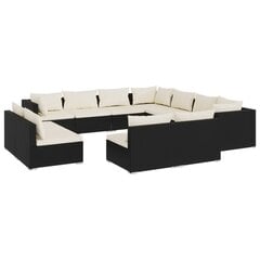 Sodo baldų komplektas, su pagalvėlėmis, 11 dalių, juodas kaina ir informacija | Lauko baldų komplektai | pigu.lt