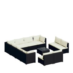 Sodo baldų komplektas, su pagalvėlėmis, 12 dalių, juodas kaina ir informacija | Lauko baldų komplektai | pigu.lt