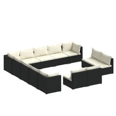 Sodo baldų komplektas, su pagalvėlėmis, 13 dalių, juodas kaina ir informacija | Lauko baldų komplektai | pigu.lt