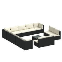 Sodo baldų komplektas, su pagalvėlėmis, 14 dalių, juodas цена и информация | Комплекты уличной мебели | pigu.lt